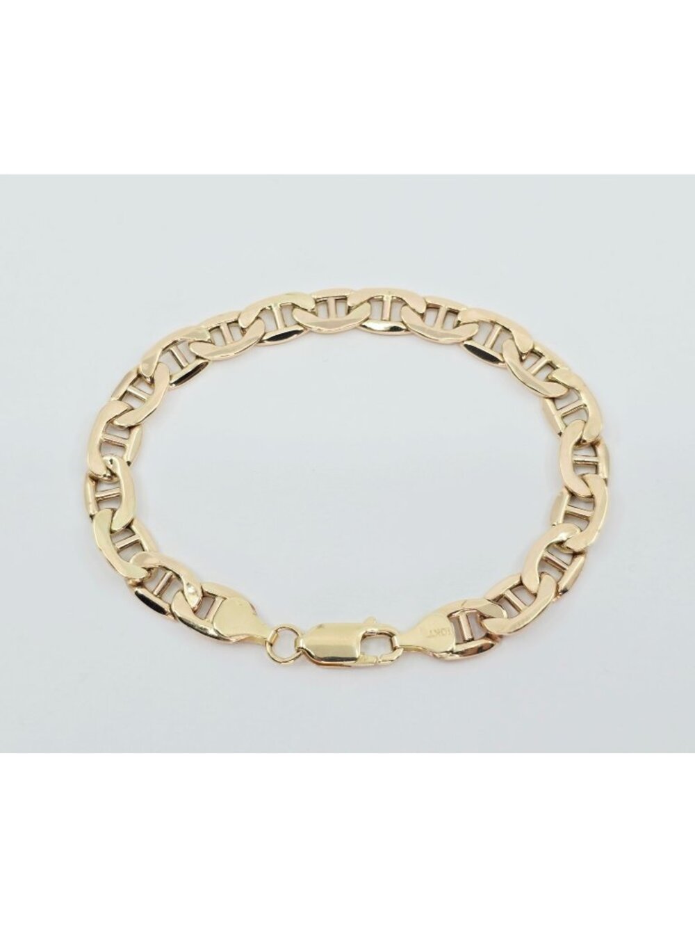Unique 10K Karat Solid Yellow Gold Designer Mariner Link Chain Bracelet 7.25" L